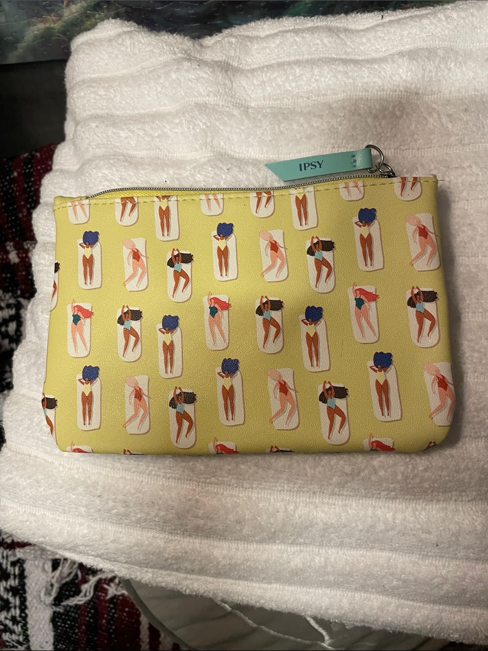 ipsy Yellow Swim Print Cosmetic Pouch